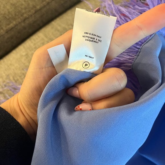 NWT - Danielle Guizio Feather Trimmed Mini Skirt - Periwinkle Blue - Small - Picture 8 of 8